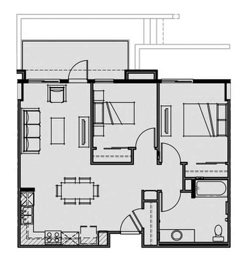 Unit 2.5 2 Bed 1 Bath 849 sq ft